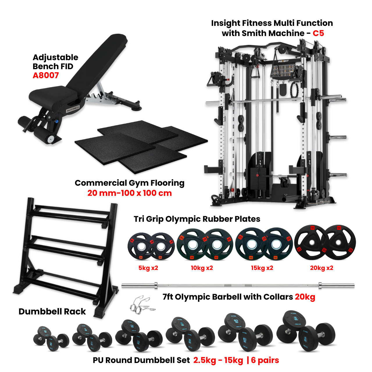 Insight Fitness C5 Multi Function Smith Machine Home Gym Bundle Offer - PRO6